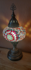 Tischlampe Morgenland, 3er, weißer Stern rot bunt