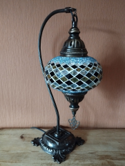 Tischlampe Schwan Aylin, 3er, türkis braun gestreift