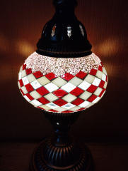 Tischlampe Morgenland, 2er, rosa rot weiss gestreift