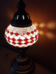 Tischlampe Morgenland, 2er, rosa rot weiss gestreift