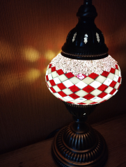 Tischlampe Morgenland, 2er, rosa rot weiss gestreift