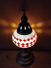 Tischlampe Morgenland, 2er, rosa rot weiss gestreift