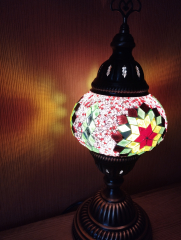 Tischlampe Morgenland, 2er, rosa bunt, roter Stern