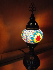 Tischlampe Morgenland, 1er, rot gelb blau bunt