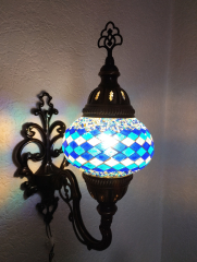 Orientalische Wandlampe, 2er, blau gestreift