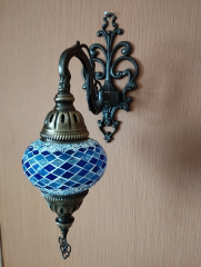 Orientalische Wandlampe, 2er, blau gestreift