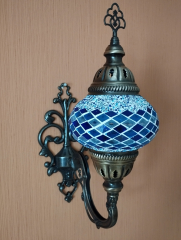 Orientalische Wandlampe, 2er, blau gestreift