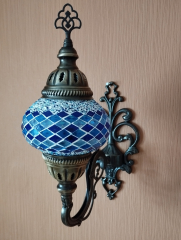 Orientalische Wandlampe, 2er, blau gestreift
