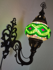 Orientalische Wandlampe, 2er, grün bunt