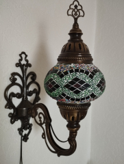 Orientalische Wandlampe, 2er, grün bunt